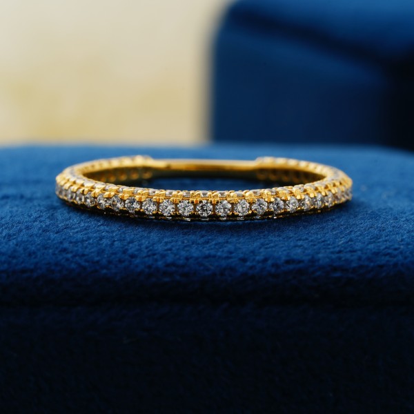 Cocteau Three Rows Minimalist Lab Grown Rounds Diamonds 75 Eternity Solid Yellow Gold 8 08648381