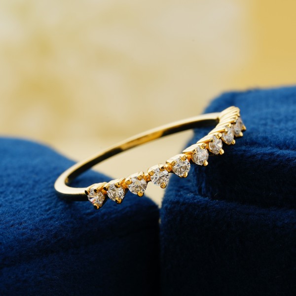 Floating Bubble Up Down Prong Setting Engagement Band Colorless Round Cut Moissanite 14K Gold Solid Yellow Gold Band Half Eternity Ring 5 2beab904