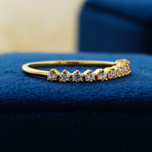 Floating Bubble Up Down Prong Setting Engagement Band Colorless Round Cut Moissanite 14K Gold Solid Yellow Gold Band Half Eternity Ring 9 55eb87bf