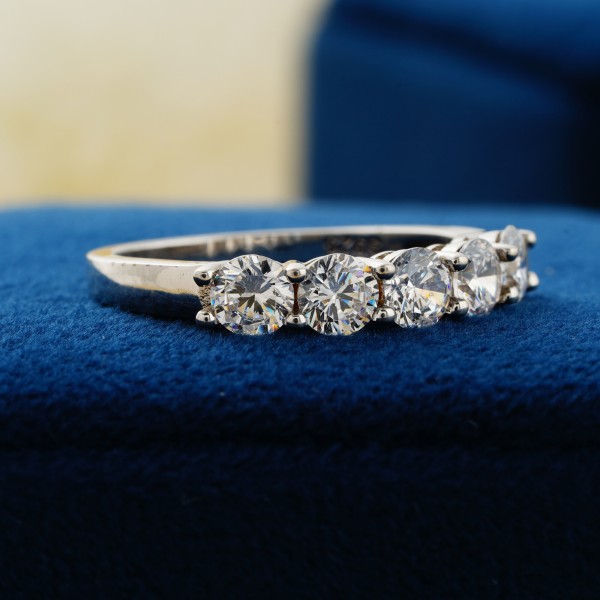 Mathieu Solid Gold Round Shaped Five Stone Lab Grown Diamond Half Eternity Wedding Band 1 7790e8e5