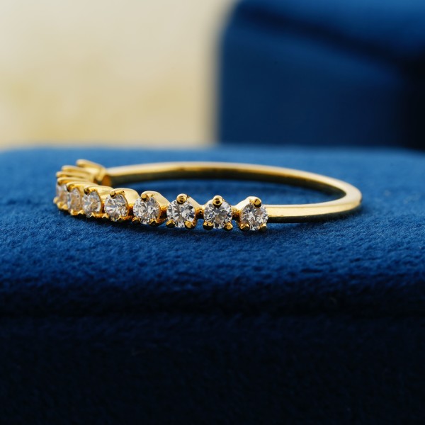 Floating Bubble Up Down Prong Setting Engagement Band Colorless Round Cut Moissanite 14K Gold Solid Yellow Gold Band Half Eternity Ring 4 8f7a88c9