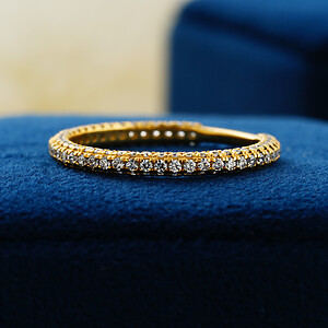 Cocteau Three Rows Minimalist Rounds Diamonds Eternity Solid Yellow Gold